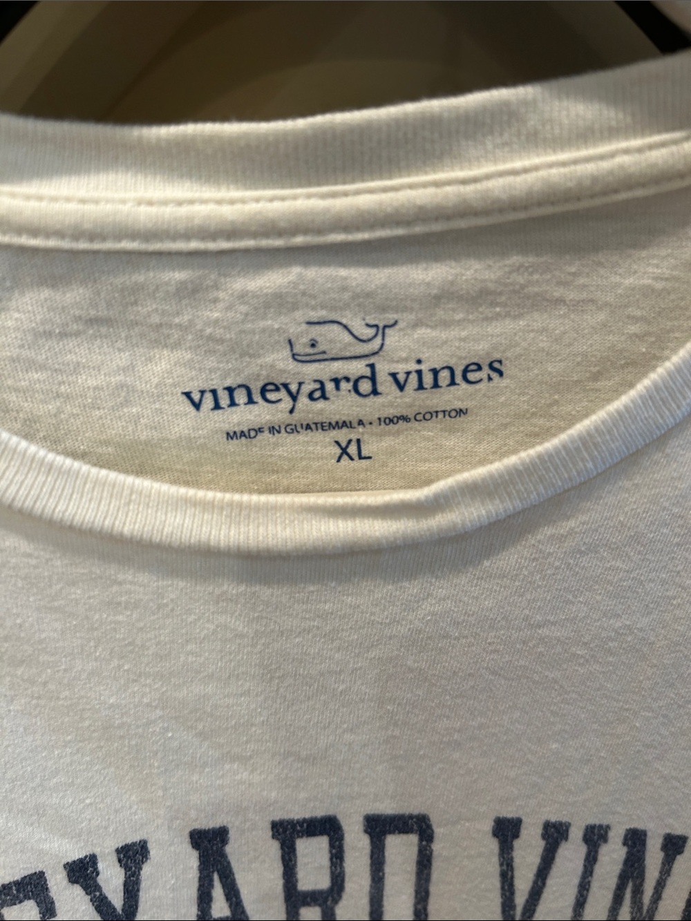 Vineyard Vines Off White Long Sleeve Tee with Navy Logo - Picture 2 of 4